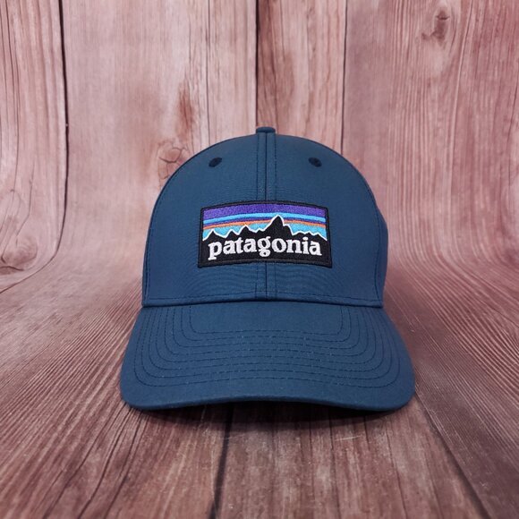 2017 Patagonia P-6 Logo Stretch Fit Hat Cap Mens Size Large Teal Blue 38098 - Picture 2 of 16